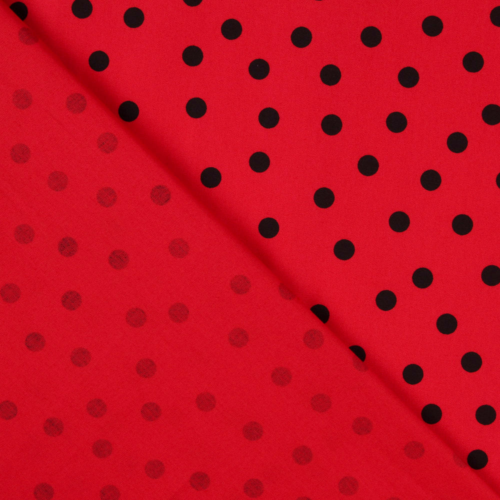Schwarz Polka Dots Spandex Popeline Schwarz 7mm Rot - Ribes y Casals