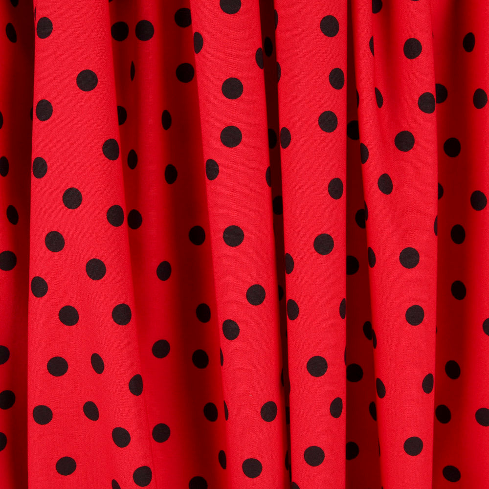 Schwarz Polka Dots Spandex Popeline Schwarz 7mm Rot - Ribes y Casals