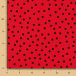Schwarz Polka Dots Spandex Popeline Schwarz 7mm Rot - Ribes y Casals