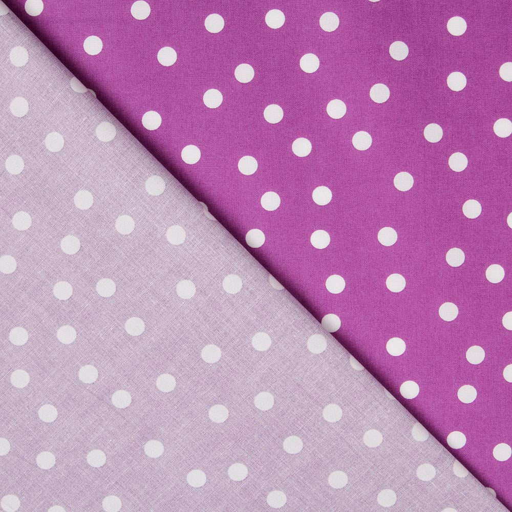 Popeline Spandex Polka Dots Weiß Popeline 7mm Mauve - Ribes y Casals