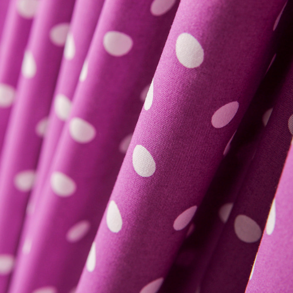 Popeline Spandex Polka Dots Weiß Popeline 7mm Mauve - Ribes y Casals