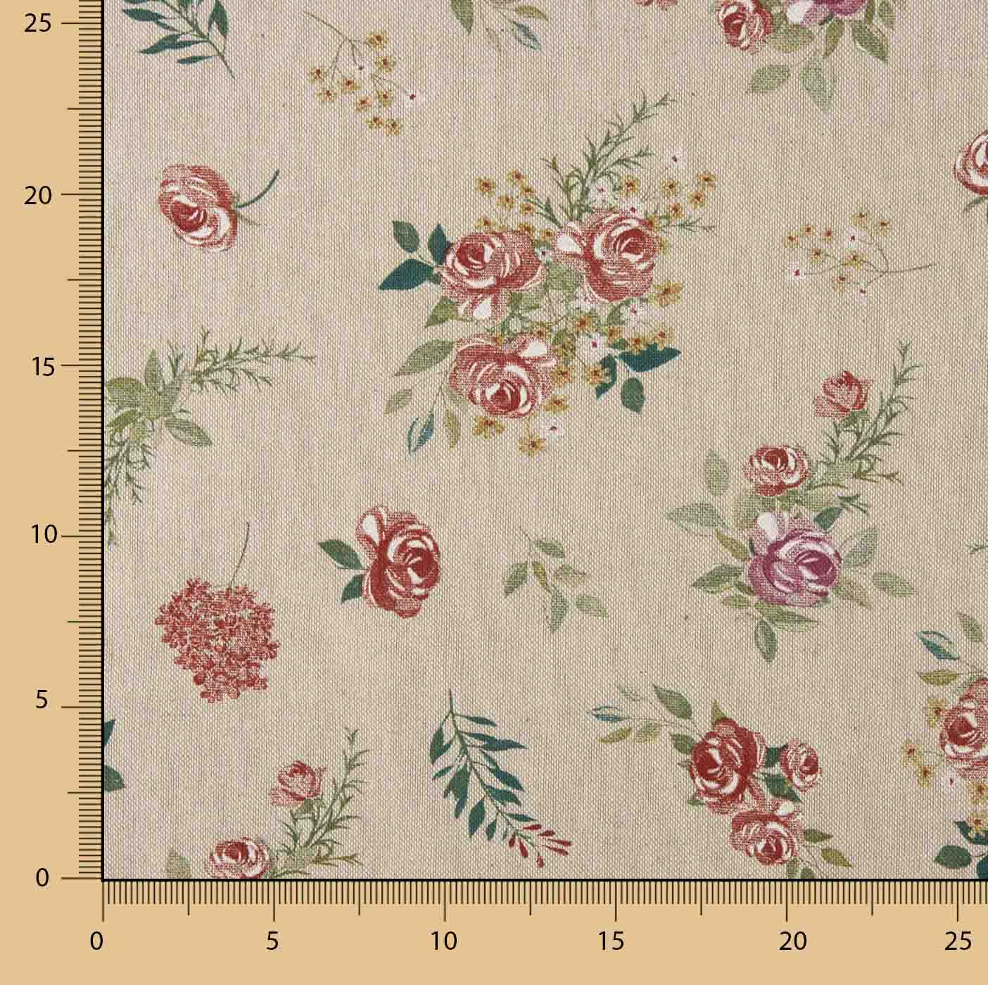Romantische Leinwand mit Blumenmuster auf Beige - Ribes y Casals