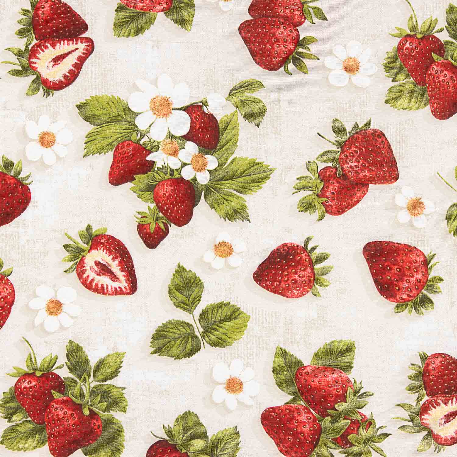 Erdbeeren und Blumen Mehrfarbig bedrucktes Segeltuch - Ribes y Casals