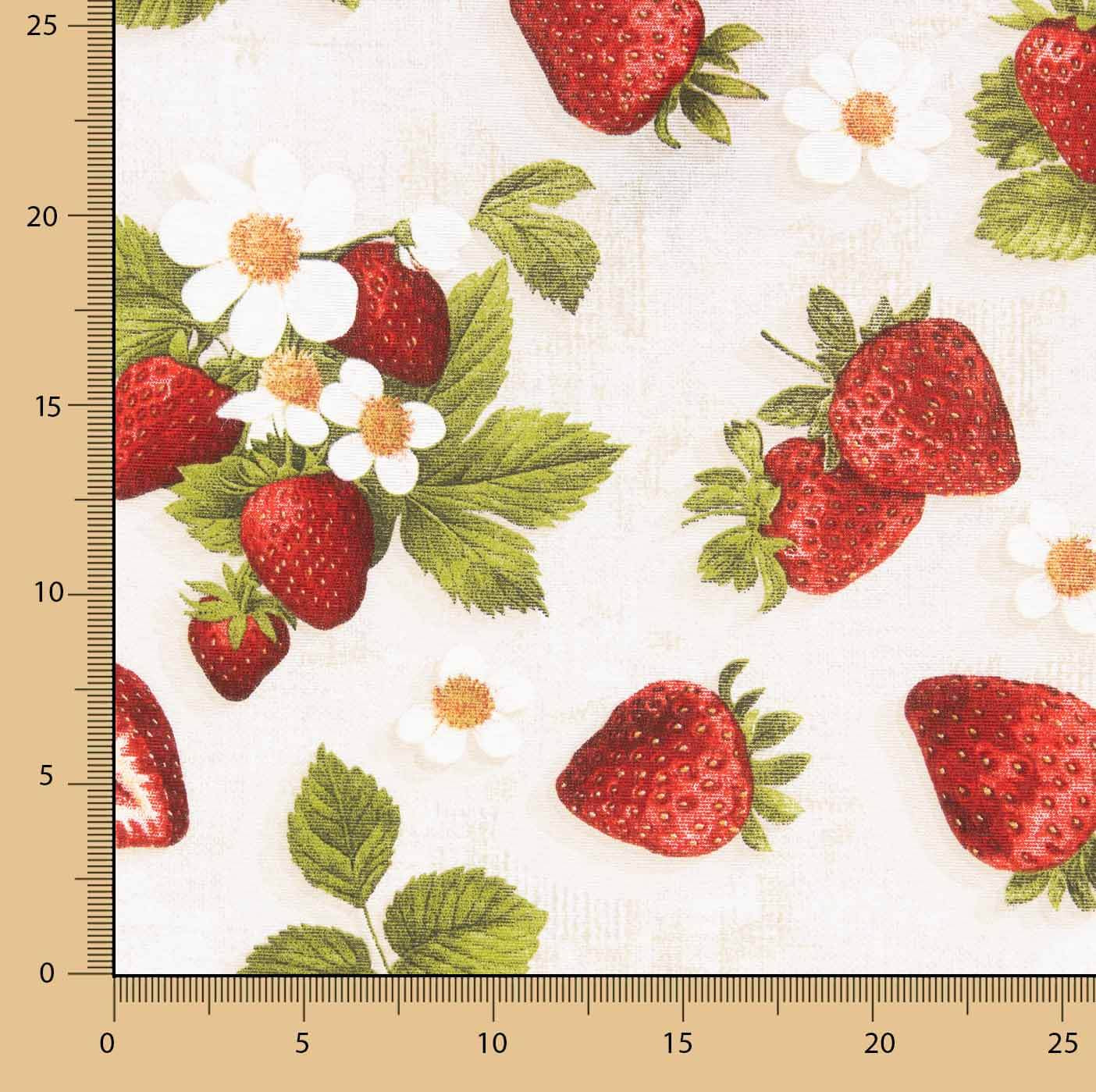Erdbeeren und Blumen Mehrfarbig bedrucktes Segeltuch - Ribes y Casals