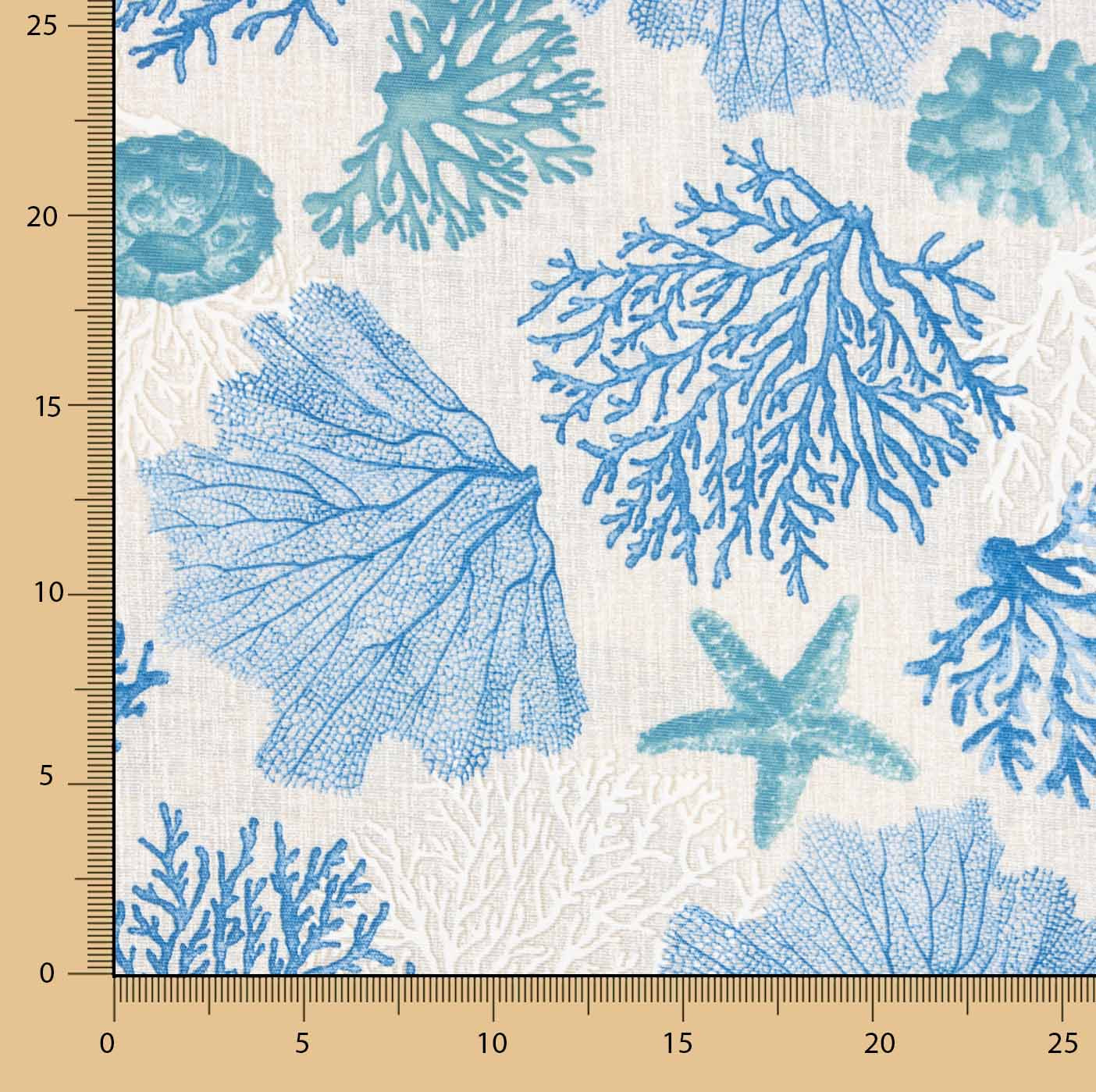 Stoffrest bedruckt Marineblau Korallenblau – verschiedene Maße x Breite 280 cm - Ribes y Casals