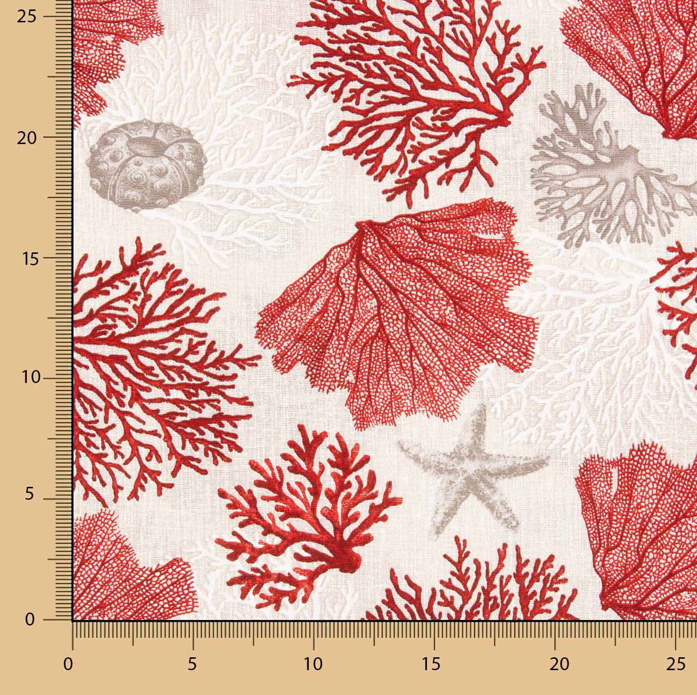 Bedrucktes Segeltuch Marine Korallenrot - Ribes y Casals