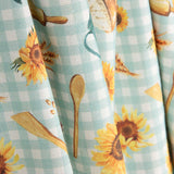Vichy bedruckte Panama-Leinwand mit Sonnenblumen und Küchenmotiven - Ribes y Casals