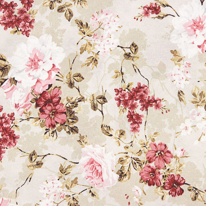 Canvas mit romantischem Blumenmuster in Rosa und Dunkelrot - Ribes y Casals