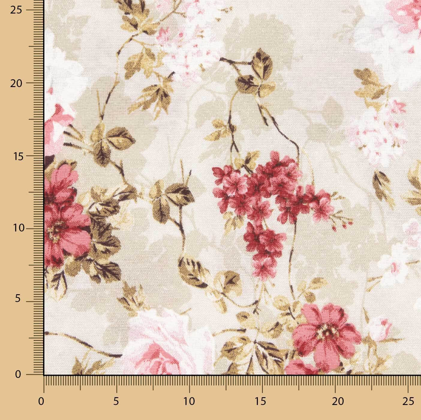 Canvas mit romantischem Blumenmuster in Rosa und Dunkelrot - Ribes y Casals