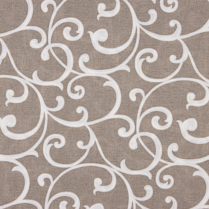 Bedrucktes Canvas mit ornamentalen Zweigen in Beige und Weiß - Ribes y Casals