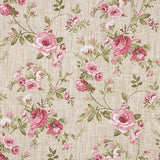 Bedrucktes Canvas mit Rosenmuster auf rosa Hintergrund im Look von Leinenstoff - Ribes y Casals