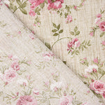 Bedrucktes Canvas mit Rosenmuster auf rosa Hintergrund im Look von Leinenstoff - Ribes y Casals