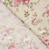 Bedrucktes Canvas mit Rosenmuster auf rosa Hintergrund im Look von Leinenstoff - Ribes y Casals