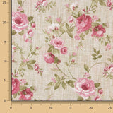 Bedrucktes Canvas mit Rosenmuster auf rosa Hintergrund im Look von Leinenstoff - Ribes y Casals