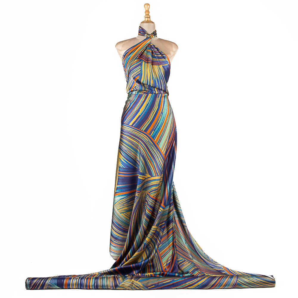 Blauer Jaipur bedruckter Satin - Ribes y Casals