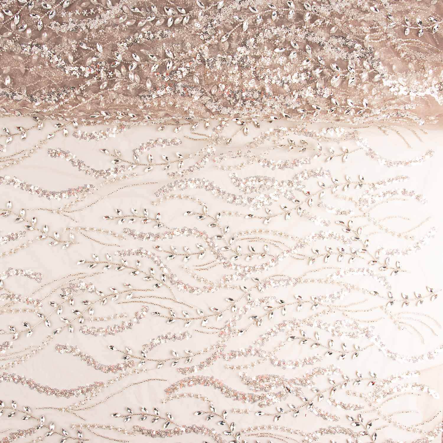Strass Tüll Nude Silberfarbener Strass - Ribes y Casals
