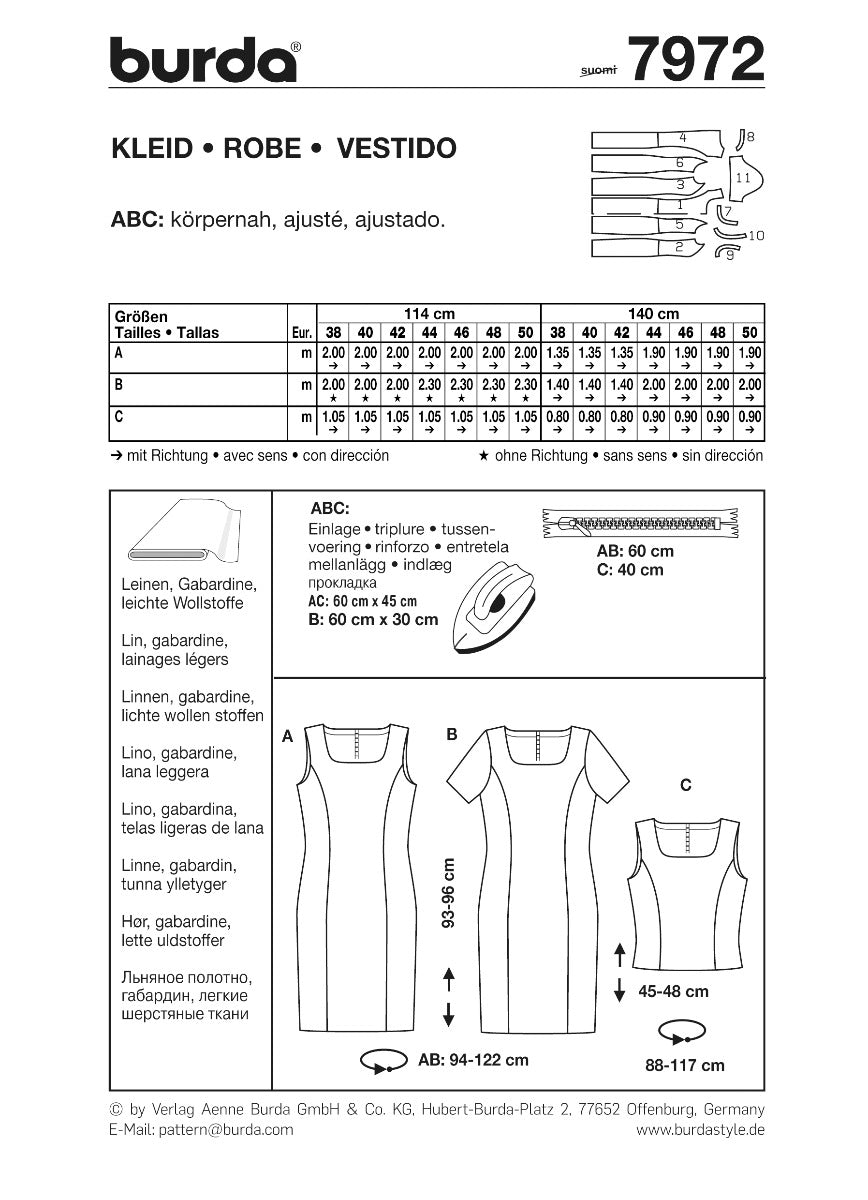 Schnittmuster Burda 7972 Kleid - Ribes y Casals