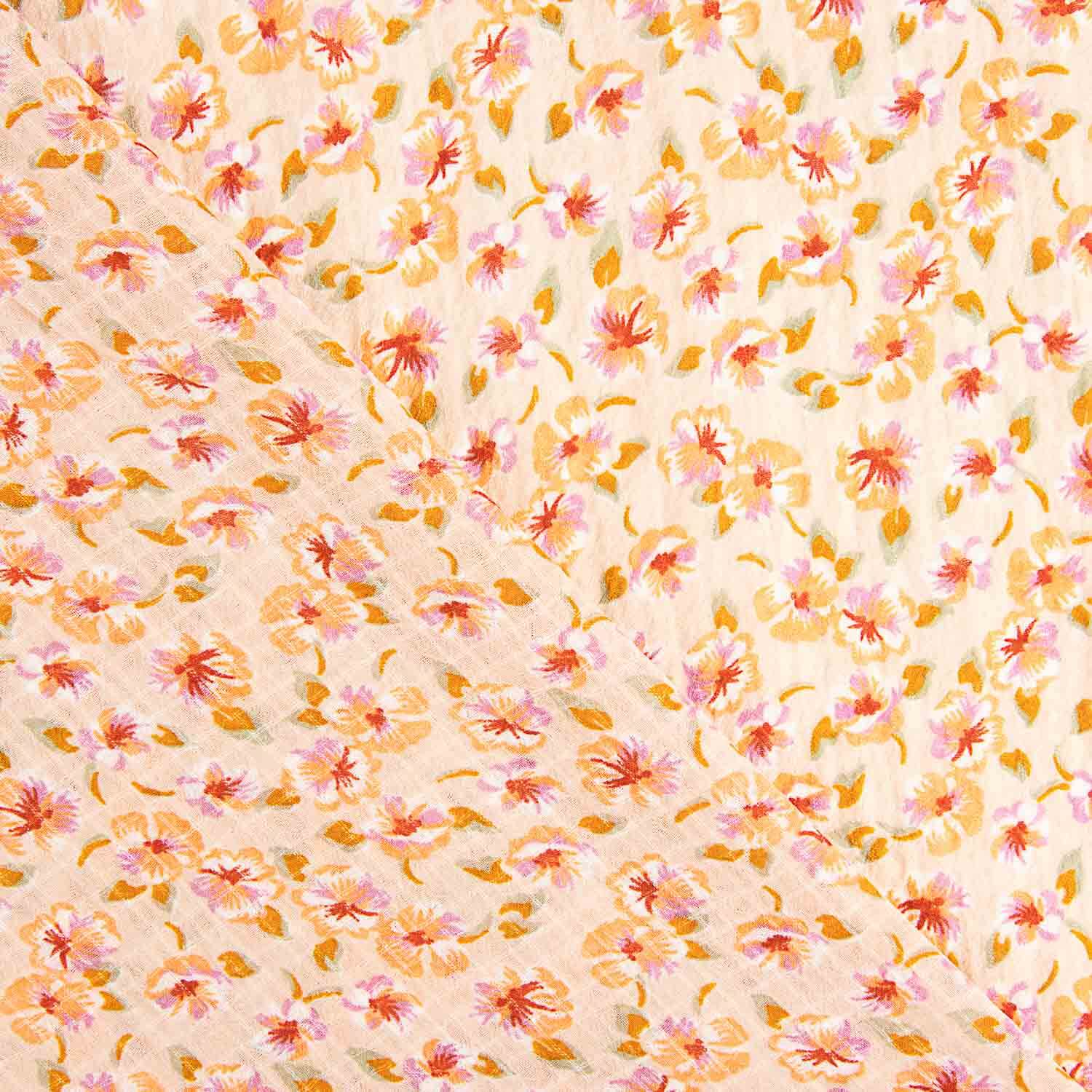 Bambula Polyester mit Wildblumenmuster in Pfirsich - Ribes y Casals