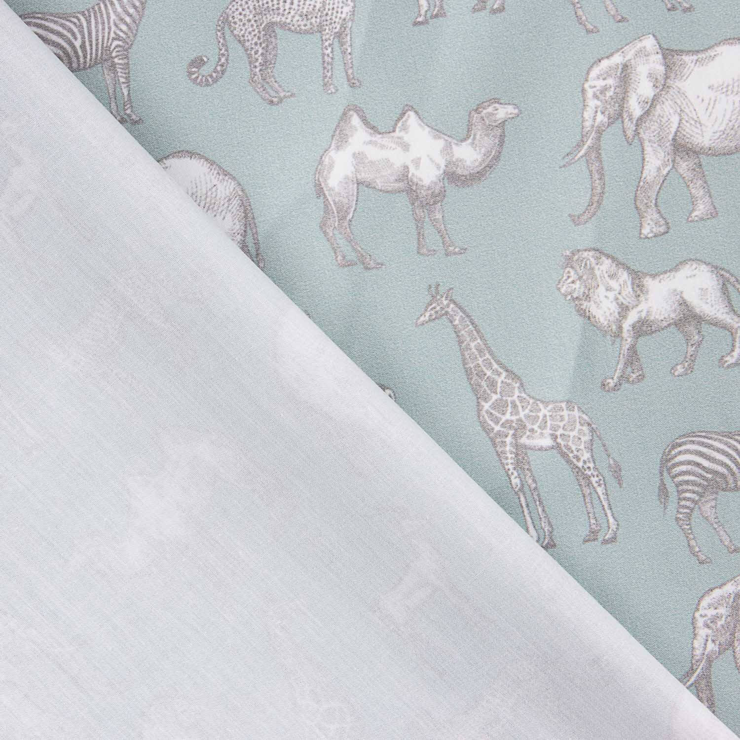 Safari Aqua Bedruckter Perkal - Ribes y Casals