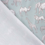Safari Aqua Bedruckter Perkal - Ribes y Casals
