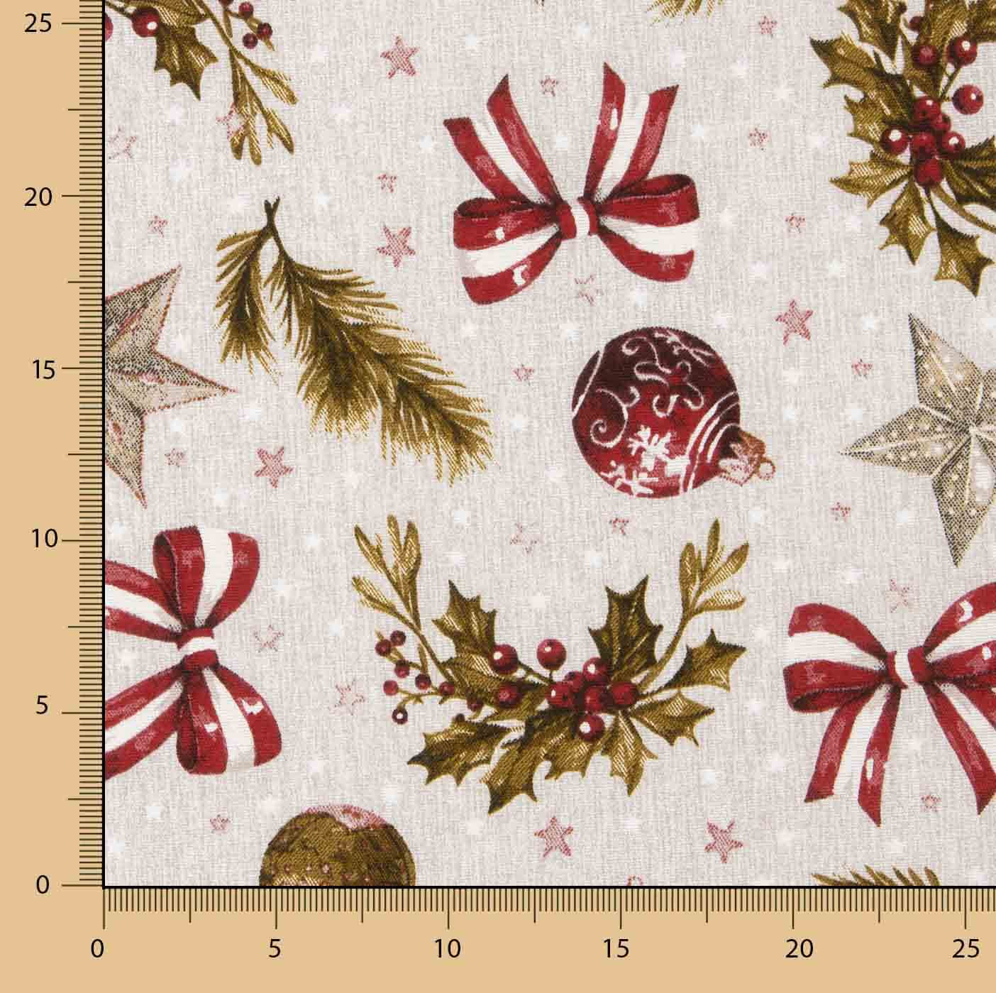 Bedrucktes Canvas „Weihnachten – Kugeln und Schleifen“ - Ribes y Casals