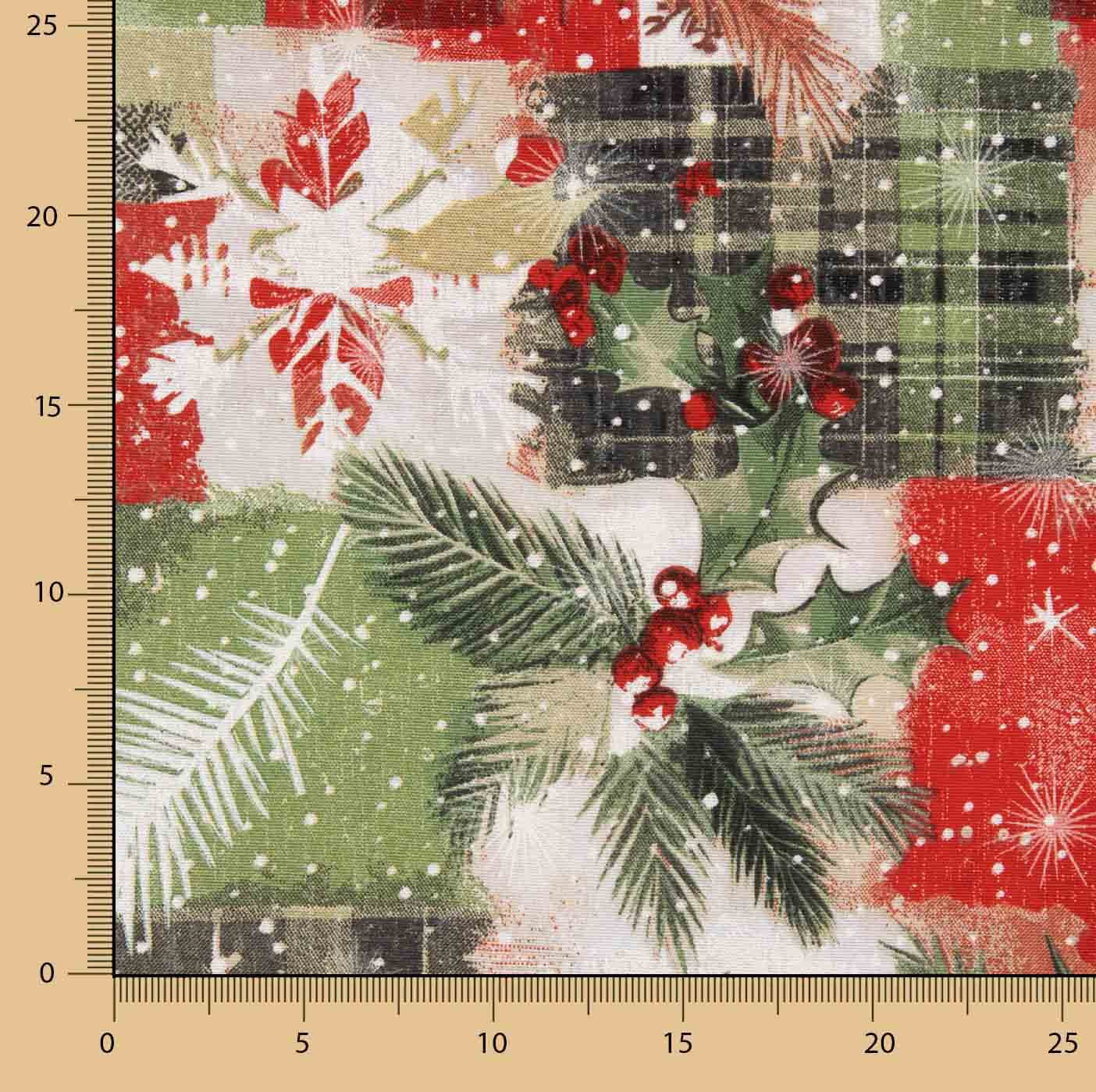 Bedrucktes Canvas mit Weihnachtsmotiv im schottischen Patchwork-Stil - Ribes y Casals