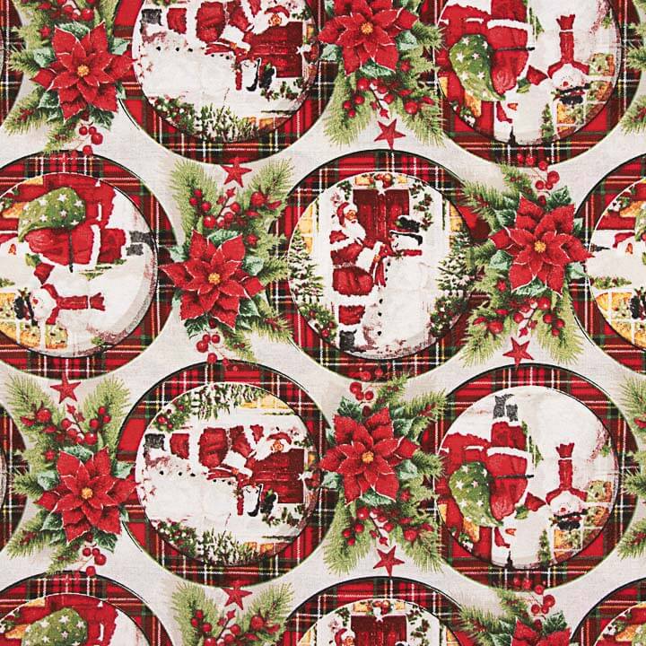 Bedrucktes Canvas „Weihnachten – Medaillons – Weihnachtsmann“ - Ribes y Casals