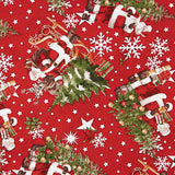 Bedrucktes Canvas mit Weihnachtsmotiven: Weihnachtsmann und Weihnachtsbaum - Ribes y Casals