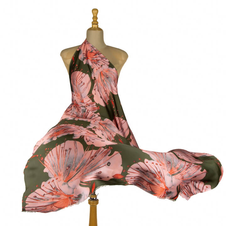 Satin mit Hibiskus-Muster - Ribes y Casals