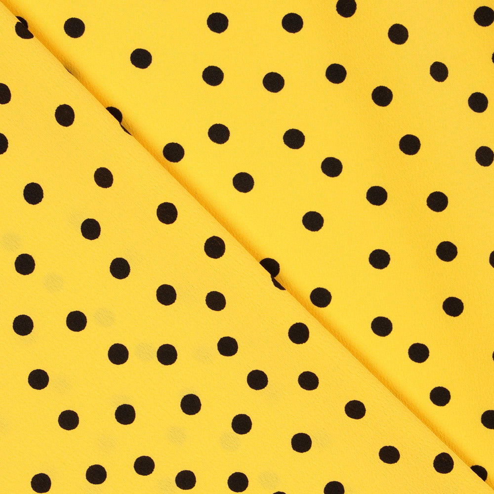 Krepp-Polka-Dots Schwarz 7mm Gelb - Ribes y Casals