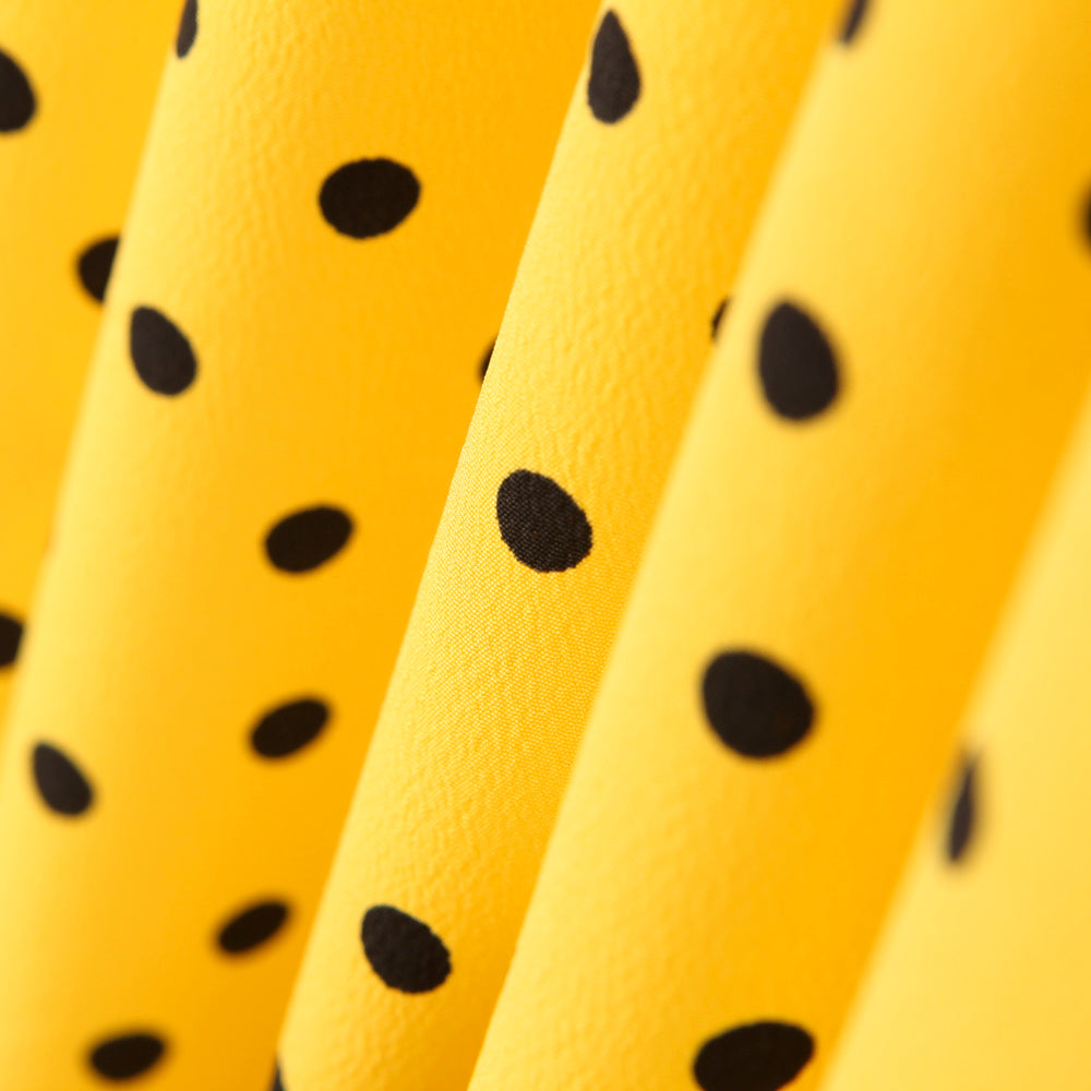 Krepp-Polka-Dots Schwarz 7mm Gelb - Ribes y Casals