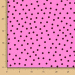 Krepp-Polka-Dots Schwarz 7mm Fuchsia - Ribes y Casals