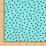 Crepe Polka Dots Schwarz 7mm Türkis - Ribes y Casals