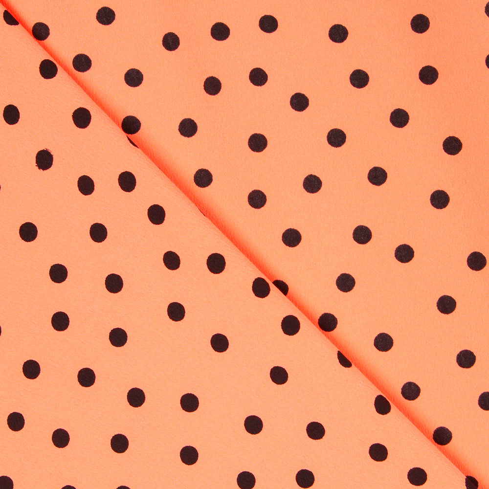 Krepp-Polka-Dots Schwarz 7mm Tangerine - Ribes y Casals