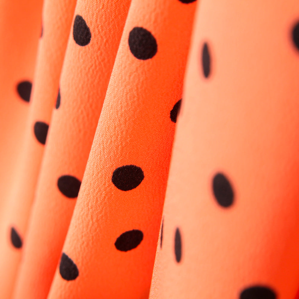 Krepp-Polka-Dots Schwarz 7mm Tangerine - Ribes y Casals