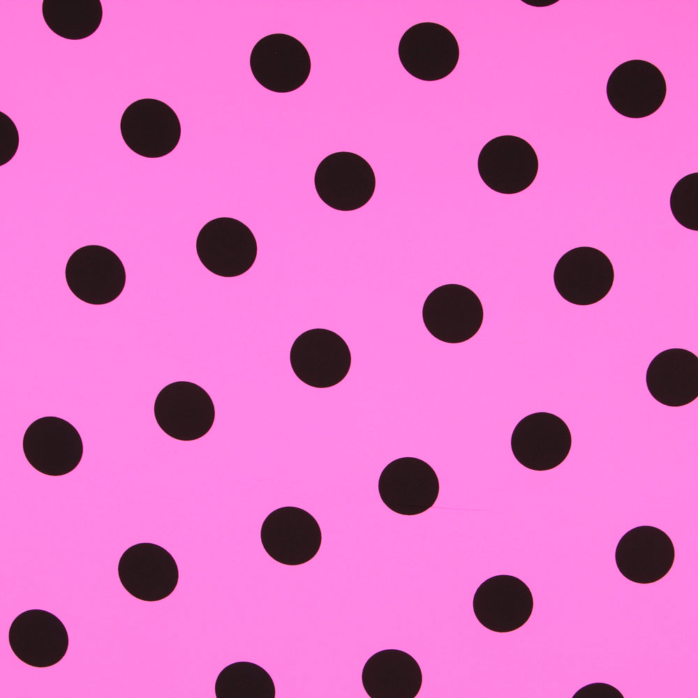 Crepe Polka Dots Schwarz 55mm Fuchsia - Ribes y Casals