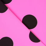 Crepe Polka Dots Schwarz 55mm Fuchsia - Ribes y Casals