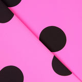 Crepe Polka Dots Schwarz 55mm Fuchsia - Ribes y Casals