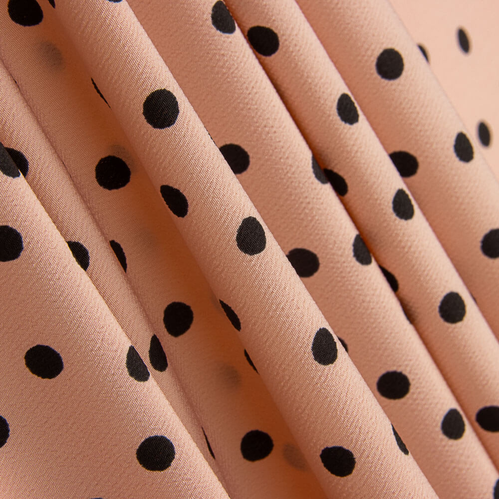 Krepp-Polka-Dots Schwarz 7mm Rosa - Ribes y Casals