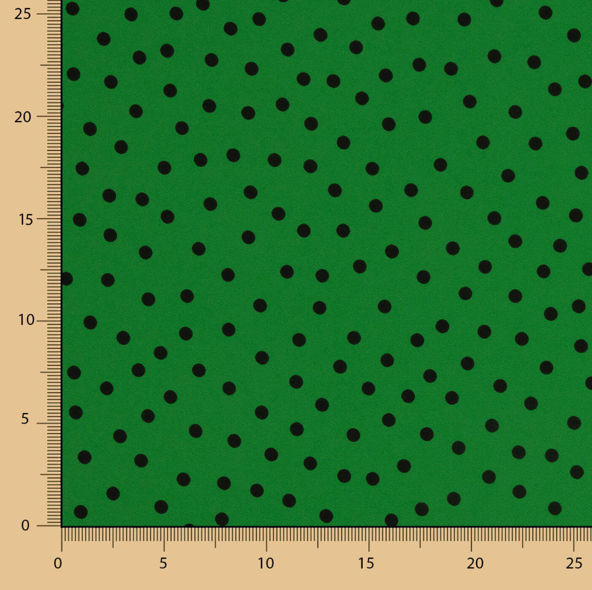 Krepp-Polka-Dots Schwarz 7mm Andalusiengrün - Ribes y Casals