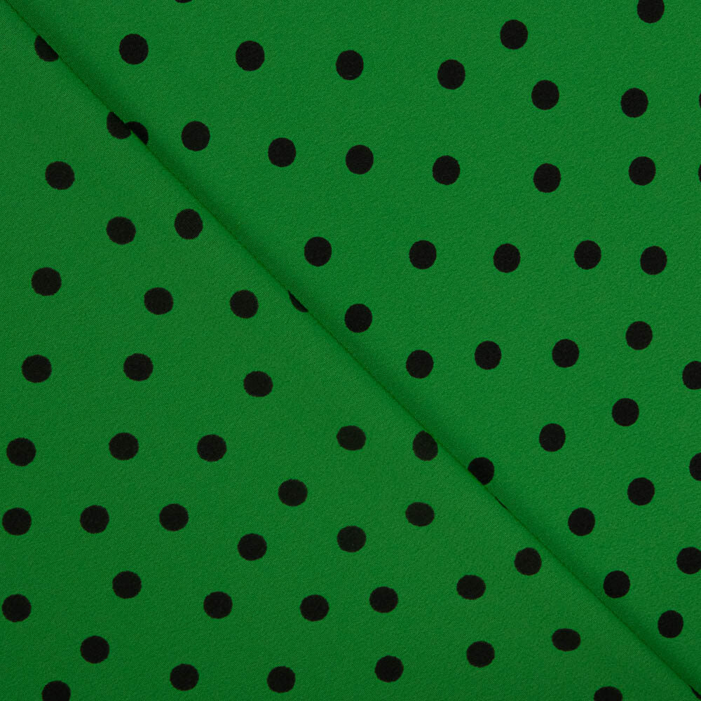 Krepp-Polka-Dots Schwarz 7mm Andalusiengrün - Ribes y Casals