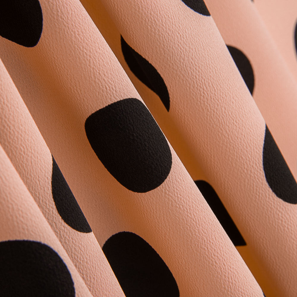 Krepp-Polka-Dots Schwarz 33mm Rosa - Ribes y Casals