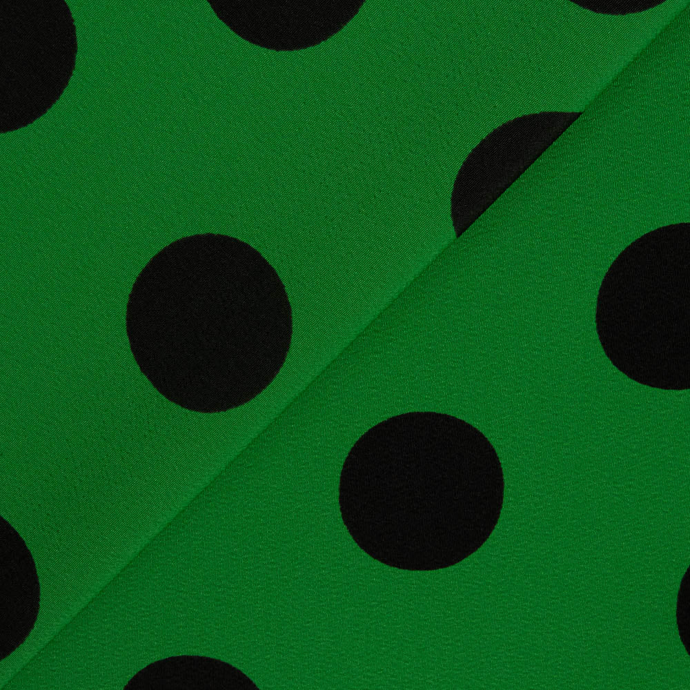 Crepe Polka Dots Schwarz 33mm Andalusien Grün - Ribes y Casals