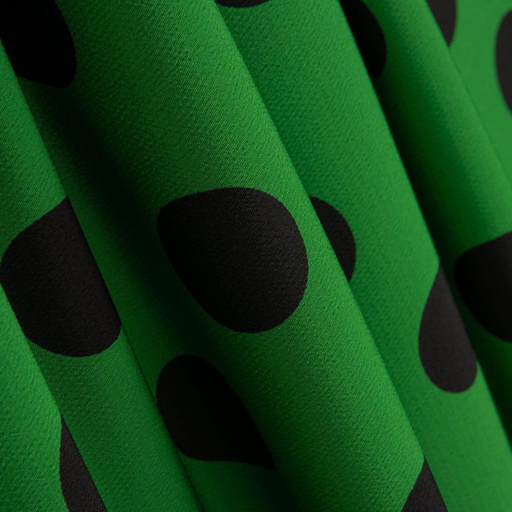 Crepe Polka Dots Schwarz 33mm Andalusien Grün - Ribes y Casals