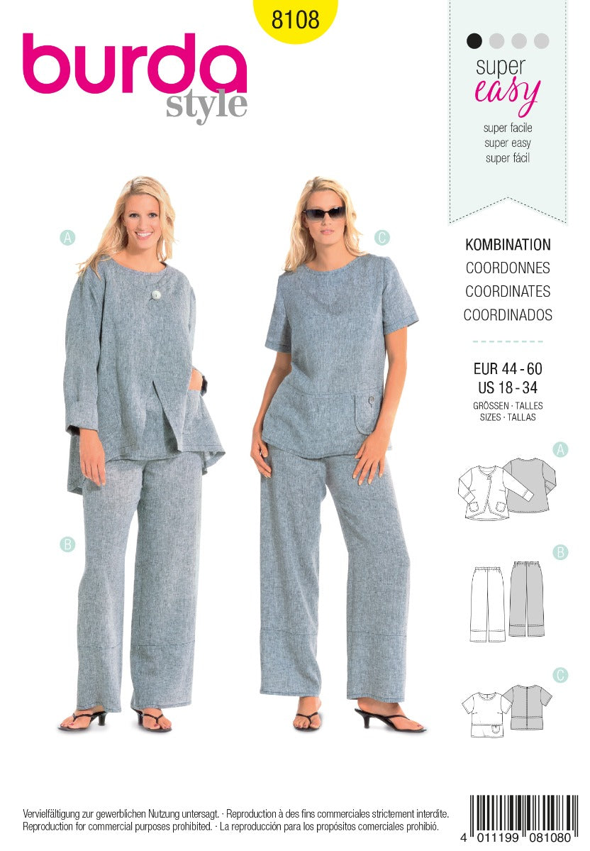 Schnittmuster Burda 8108 Kombi - Ribes y Casals
