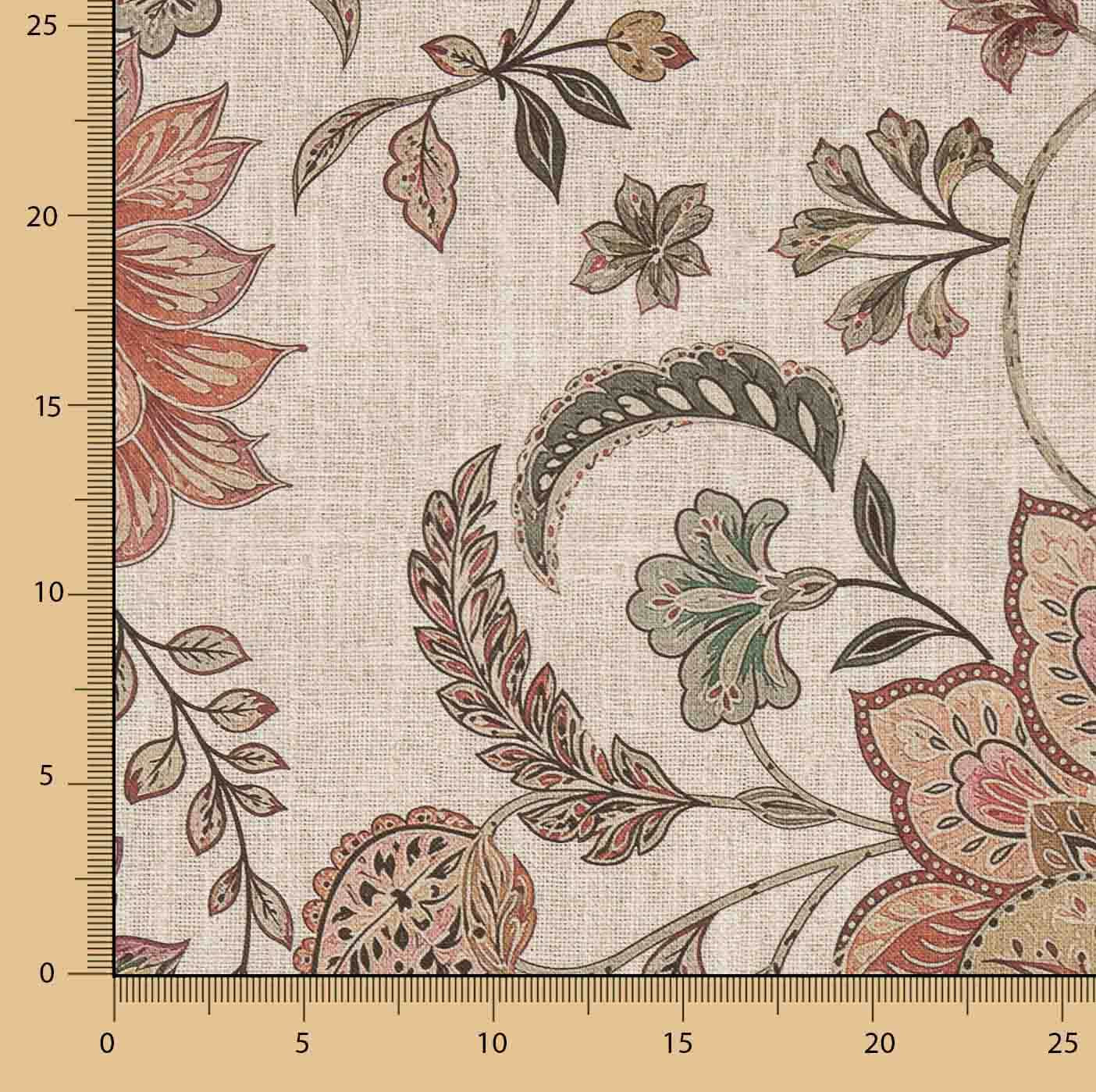 Canvas-Segeltuch mit Paisleymuster in Rosa und Korallenrot - Ribes y Casals