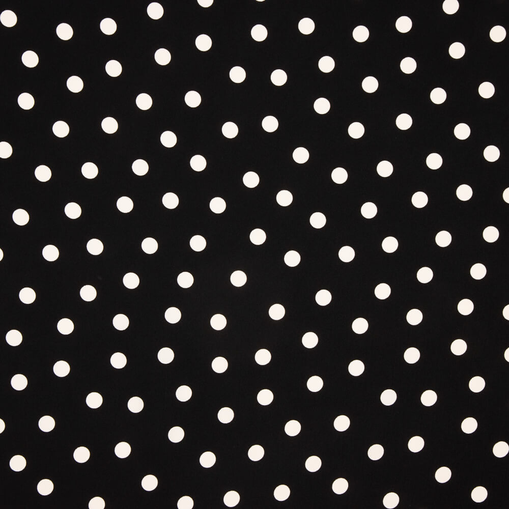 Gabardine 2cm Elastisch Schwarz Polka Dots - Ribes y Casals