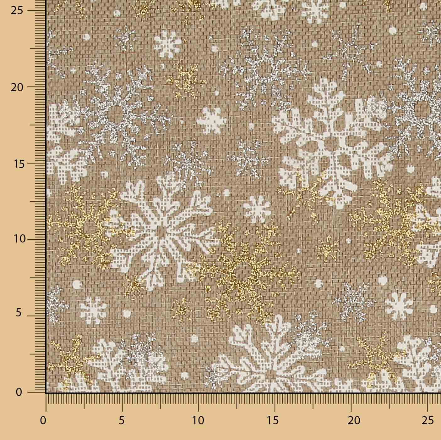 Jutestoff-Dekoration mit bedrucktem Muster in Gold-Tönen - Ribes y Casals