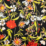Italienischer Seidensatin Floral Schwarz - Ribes y Casals