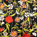 Italienischer Seidensatin Floral Schwarz - Ribes y Casals